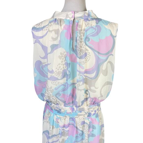 ModCloth Windy City Pastel Purple Blue Floral Swirl Sleeveless Summer Dress - Picture 8 of 13